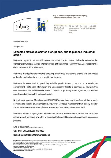 Joburg Metrobus On Twitter Urgent Commuter Notice Please Note