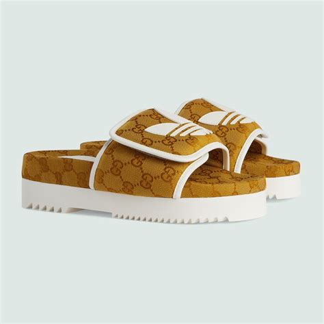 Sa Adidas X Gucci Women S Gg Platform Sandal In Beige And