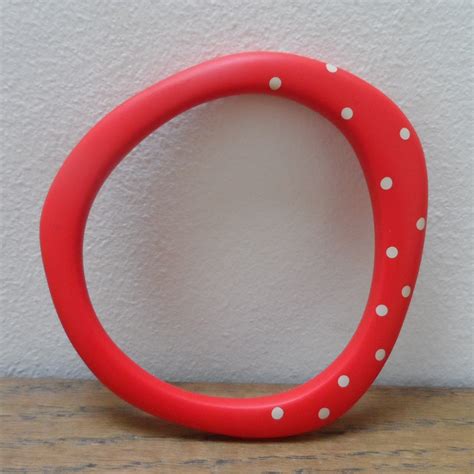 Red Wangle Bangle With Nude Spots Contemporary Bangles By Contemporary Jewellery Designer Kaz
