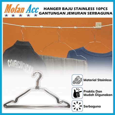 Jual Hanger Baju Stainless Steel Isi 10pcs Gantungan Jemuran Pakaian