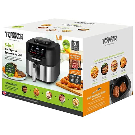 Tower T17131 Vortx 5 In 1 Smokeless Grill Air Fryer 5 6l