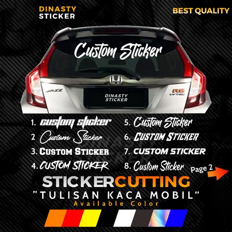 Jual Sticker Stiker Cutting Tulisan Kata Kata Nama Kaca Mobil Depan