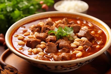 Premium Photo A Bowl Of Beef Stew With Beans And Rice