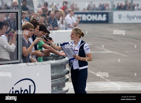 Vicky Butler Henderson Interviewing The Crowd At The Bmw Sauber F Pit