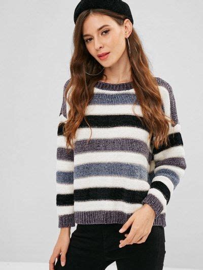 Metallic Thread Striped Sweater Multi Zaful Stripe Sweater