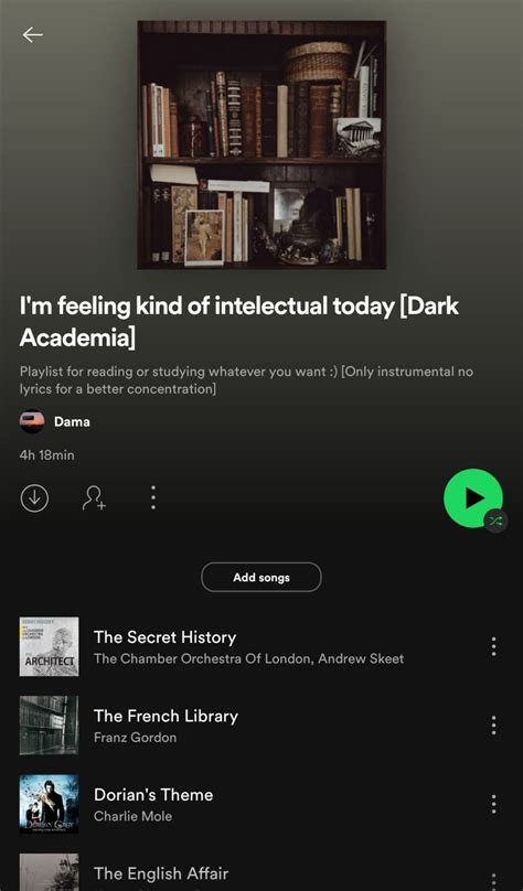 Playlist Spotify Studying Reading Dark Academia Aesthetic Spotify