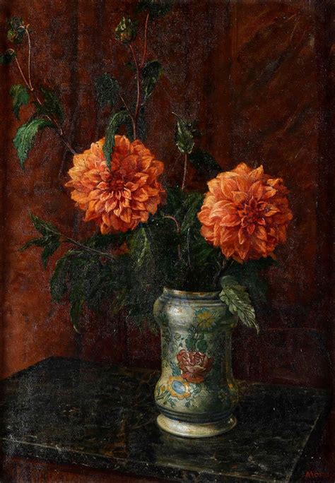 Antonio Maria Morera Due Nature Morte Con Vasi Di Fiori Olio Su