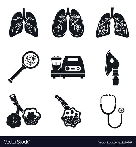 Pneumonia Day Icon Set Simple Style Royalty Free Vector