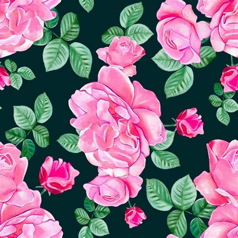 Seamless pattern with pink roses and leaves 11351774 Vector Art at Vecteezy