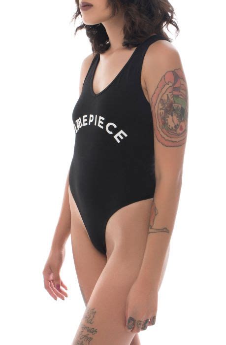 Dimepiece La The Dimepiece Logo Bodysuit In Black E16tf04 Blk Plndr