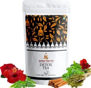 Hindusveda Tea Detox Tea With Hibiscus Whole Leaf Green Tea Cardamom