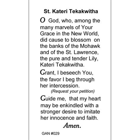 St. Kateri Prayer Card – Inspired Prayer Cards