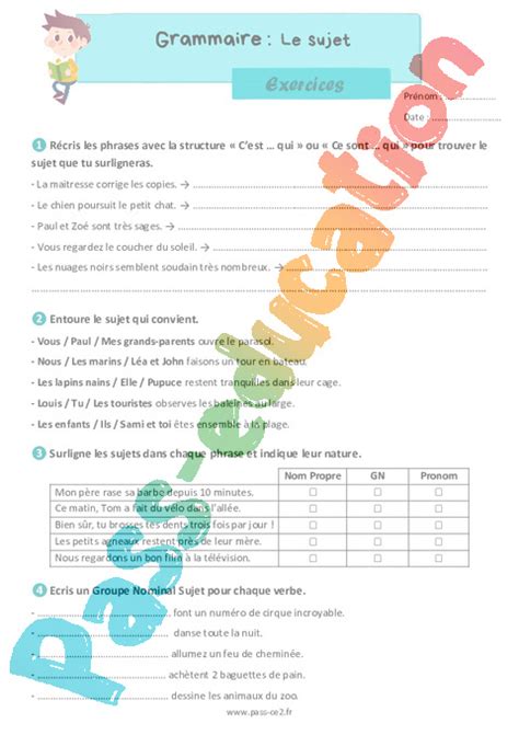 Exercice Sujet Groupe Sujet Cycle