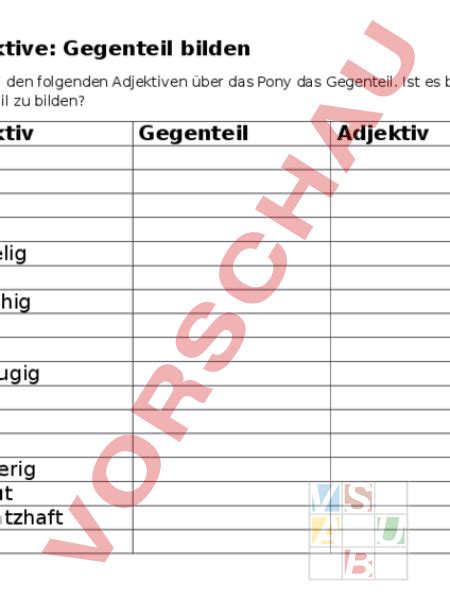 Arbeitsblatt Adjektive Gegenteil Deutsch Grammatik