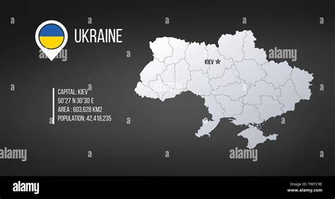 Ukraine Map With General Information Infographics With Editable