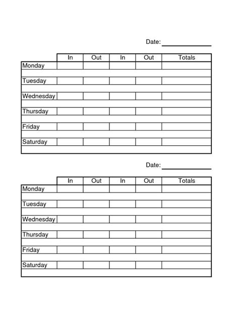 Two Week Time Sheets | Employee Time Sheets