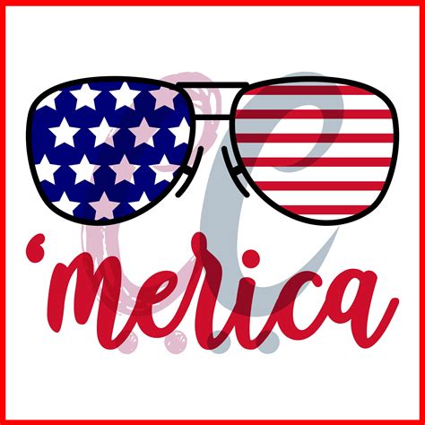 Merica Svg Flag Sunglasses Svg Memorial Day Svg Usa Patriotic Svg