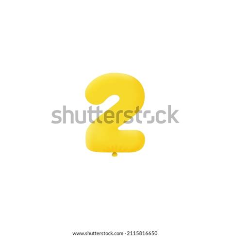 Yellow 3d Number 2 Balloon Realistic Stock Vector (Royalty Free ...