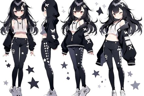 Premium AI Image | Anime Girl Character Design Turnaround Sheet Cute ...