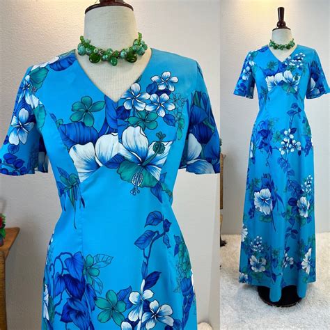 1970s Polynesian Hibiscus Dress Vintage Hawaiian Dress Vintage