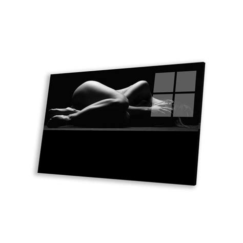 Ebern Designs Nude Laying Down Woman Naked Sensual On Black Background