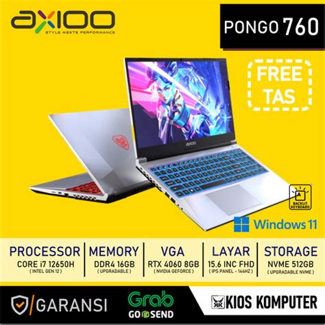 Jual AXIOO PONGO 760 CORE I7 12650H 16GB 512GB RTX 4060 8GB 15 6 FHD