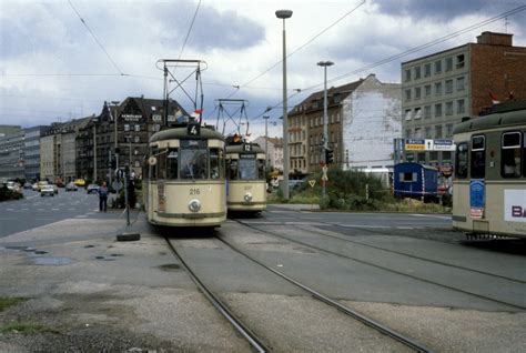 Nürnberg VAG SL 4 Tw 216 SL 12 Tw 237 Am Plärrer am 23 Juni 1980