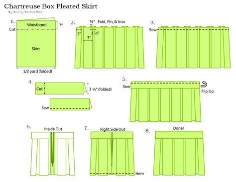 Chartreuse Pleated Skirt Sewing Tutorial Bunny Baubles