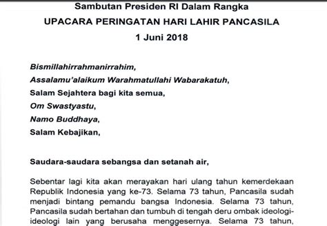 Teks Sambutan Presiden Hari Lahir Pancasila Tukaffe Tukaffe