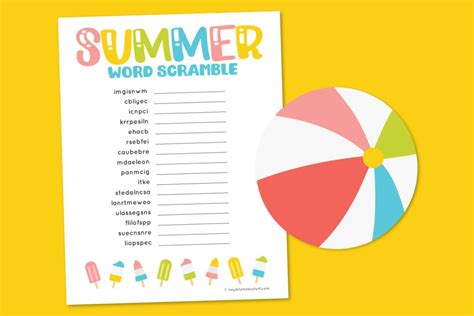 Free Printable Summer Word Scramble 12 More Summer Printables