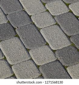 Industrial Building Background Paving Slabs Overgrown Stock Photo