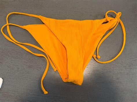 NEW Gold Ribbed Side Tie L SPACE Lined Swimsuit Bikini Bottom Size Small EBay