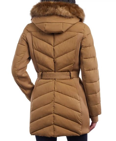 Womens Belted Hooded Brown Puffer Coat The Puffer Jackets