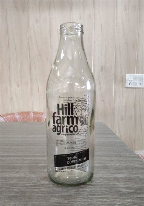 Lug Metal Cap Round Printed Glass Milk Bottle Capacity 1000ml At 20