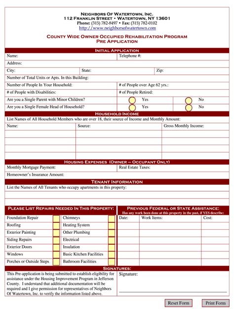 County Wide Owner Occupied Rehabilitation Program Pre Application Form Fill Out And Sign