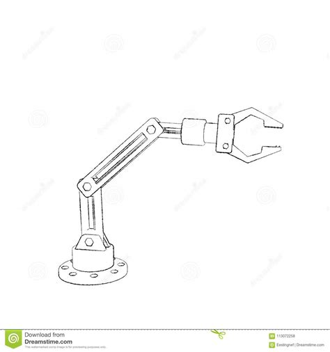 Bras Robotique D Isolement Sur Le Fond Blanc Illustration De Croquis