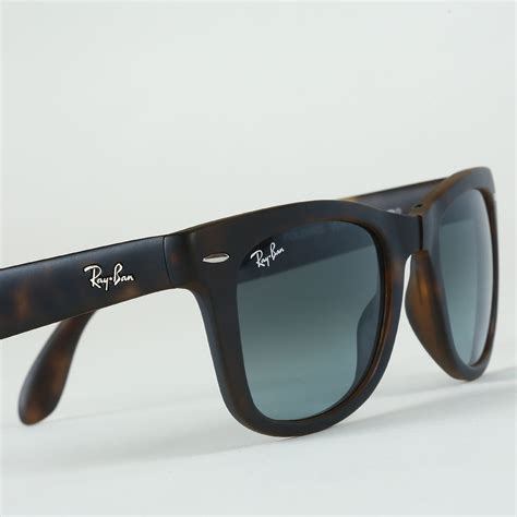 Ray Ban Tortoise Shell Folding Sunglasses With Dark Blue Lenses Rb4105