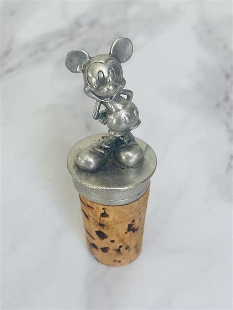 Disney Mickey Mouse Pewter And Cork Wine Bottle Stopper Ebay