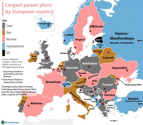 Mapa Najwi Ksze Elektrownie Kraj W Europy