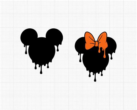 Halloween Drip Mickey Minnie Mouse Head Bow Dripping Svg Etsy