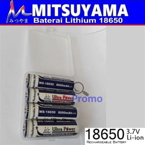 Baterai Rechargeable 18650 4 Pcs Ultra Power 8000mAh Mitsuyama MS 18650