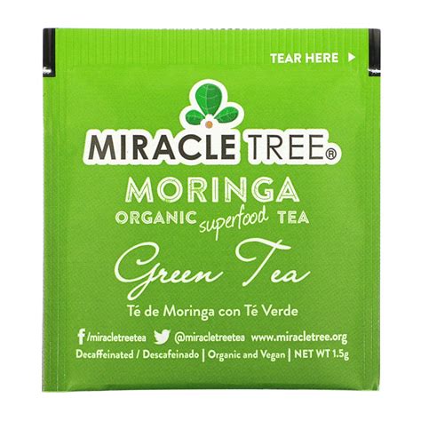 Miracle Tree Moringa Organic Superfood Tea Green Tea Decaffeinated