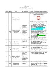 Mgt Spring Course Schedule Docx Spring Mgt