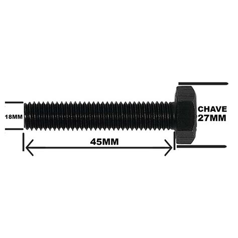 Parafuso Sextavado Aço 8 8 M18 x 45MM MA DIN 933 Mixpar Parafusos