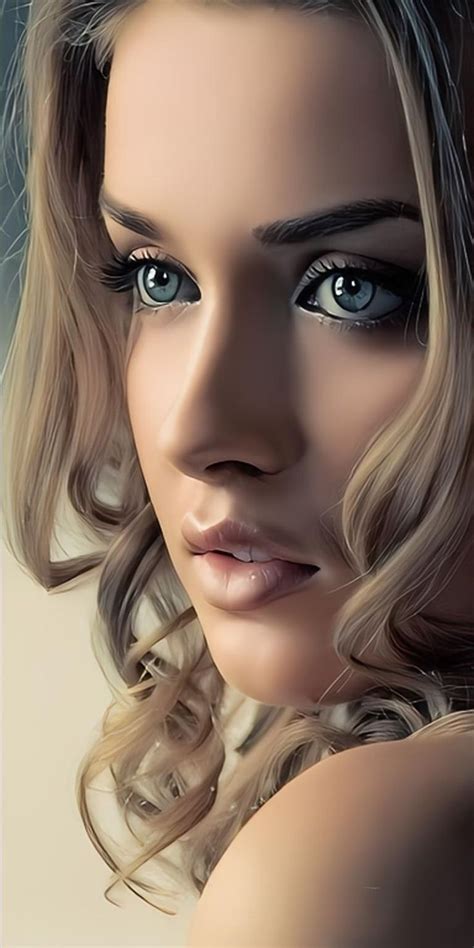 A Digital Painting Of A Woman With Blue Eyes