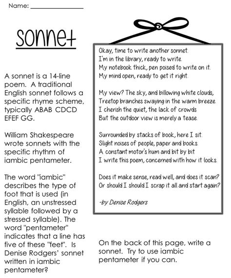 Sonnet Examples By Students Bingnelo