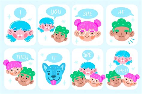 Premium Vector | English subject pronouns template