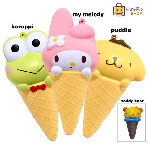 Jual Squishy Ice Cream Cone Keroppi My Melody Teddy Bear Lucu Squisi