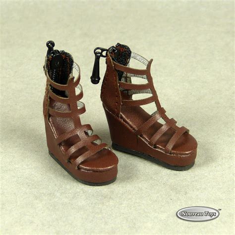 Phicen Tb League Hot Toys Nt Female Dark Brown Gladiator Wedge Heel Shoes Ebay