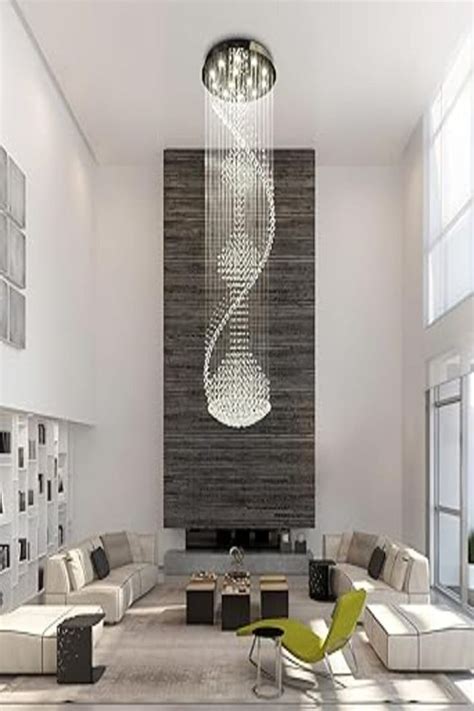 Moooni Ft Modern Large High Ceiling Chandelier Spiral Crystal